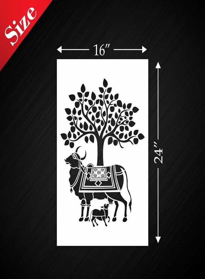 StenCart Kamdhenu Cow Pack of 2 Stencil for Wall Painting Home DIY Reusable Wall Stencil Design for Wall Decoration (16-inch x 24 inch) - Combo of 2 - Image 2